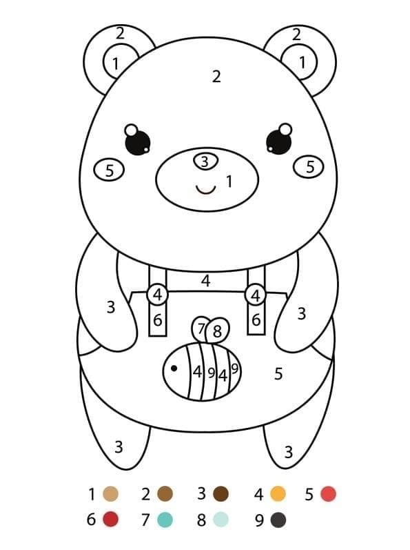 Bébé Ours mignon Coloriage Magique