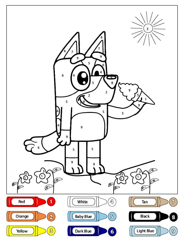 Belle Bluey Coloriage Magique