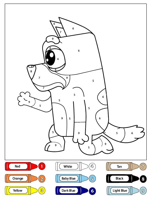 Bluey Coloriage Magique Feuille de travail