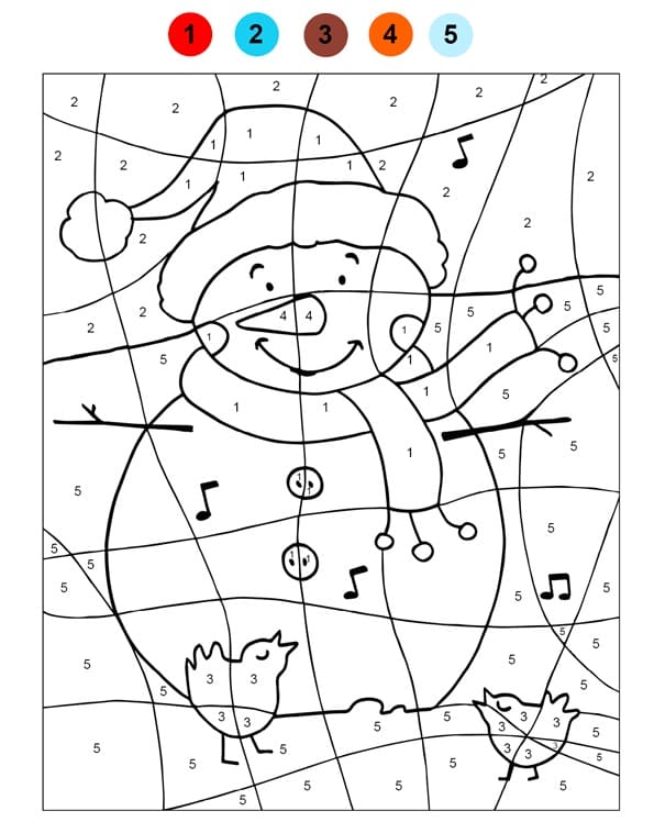 Bonhomme de neige chantant Coloriage magique