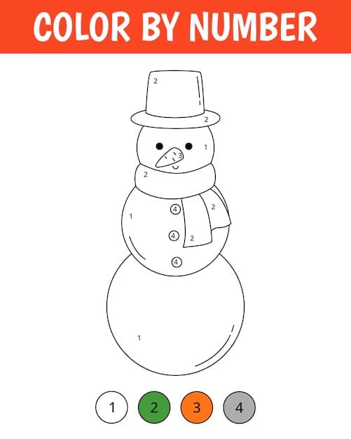 Bonhomme de neige Coloriage magique facile