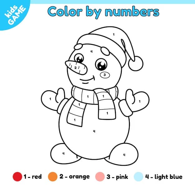 Bonhomme de neige Coloriage magique Gratuit