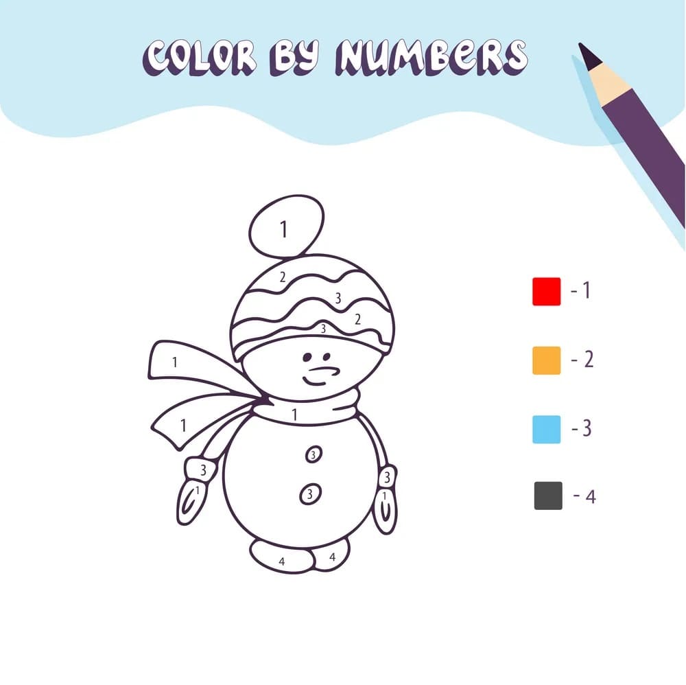Bonhomme de neige Coloriage magique imprimable