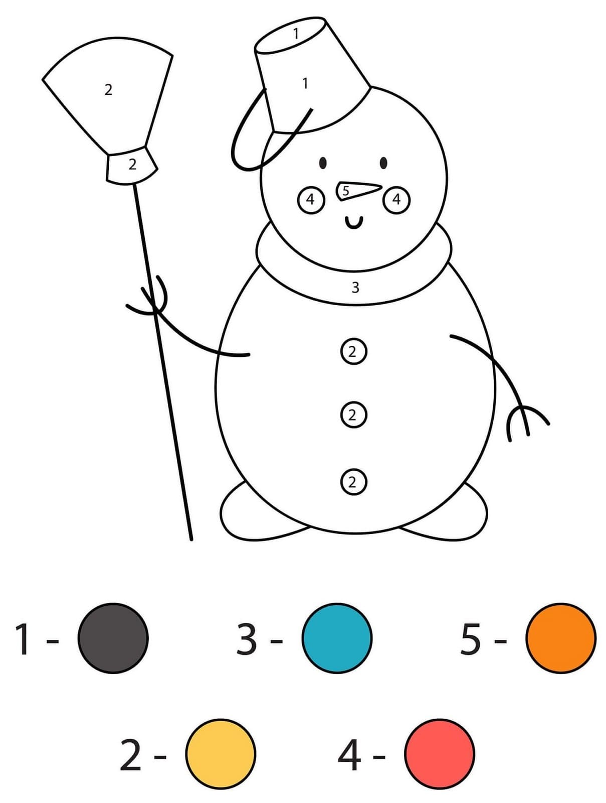 Bonhomme de neige drôle Coloriage magique