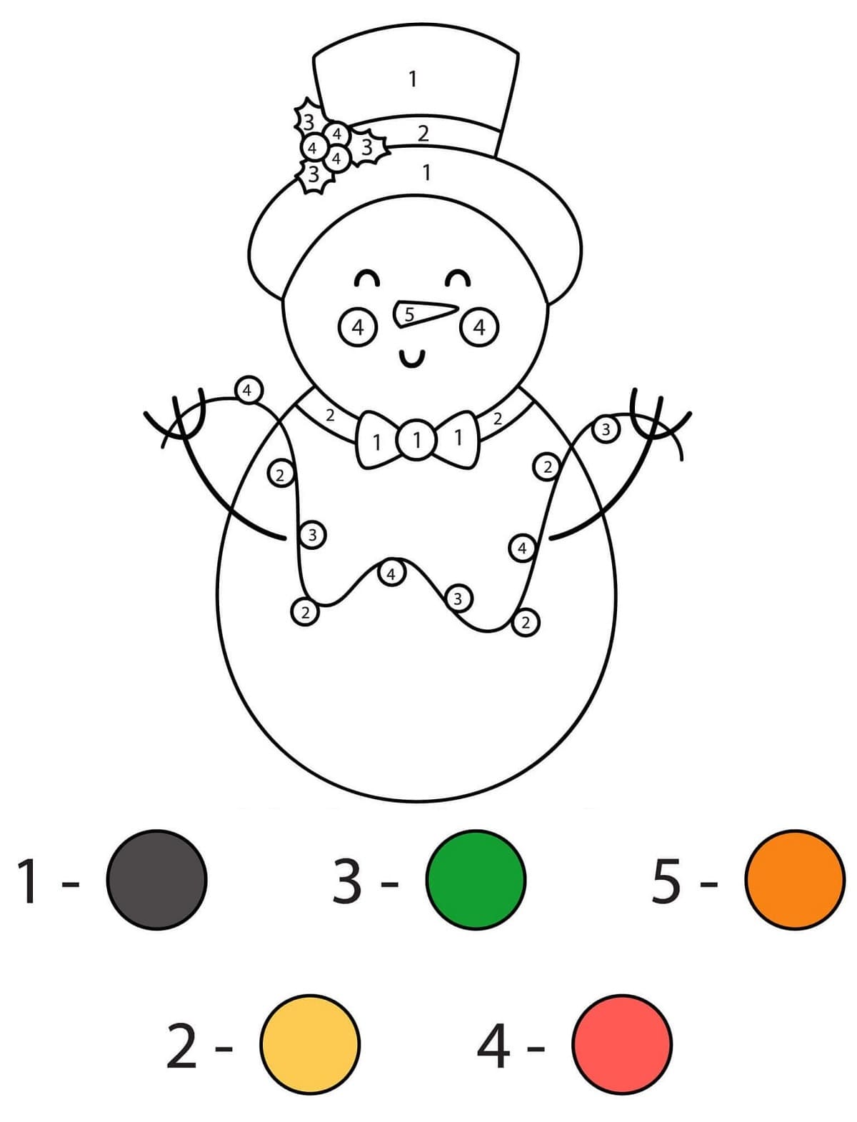 Bonhomme de neige heureux Coloriage magique