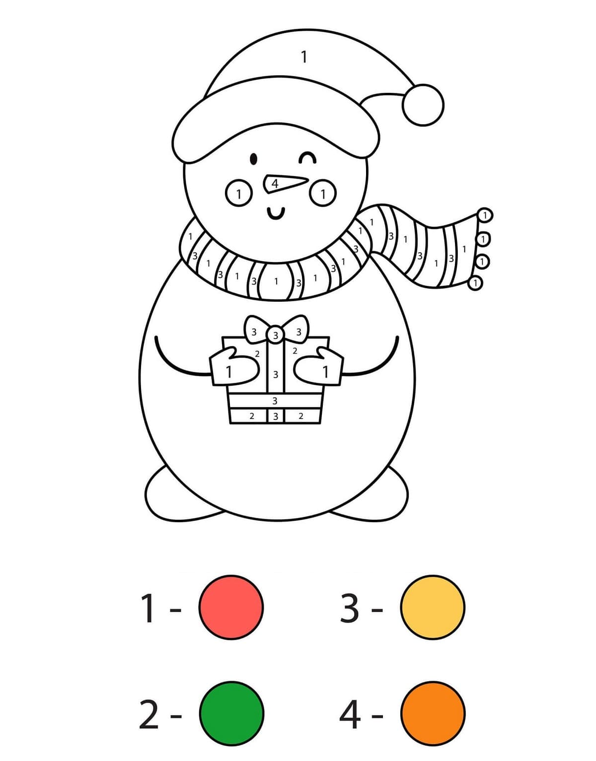 Bonhomme de neige joli Coloriage magique