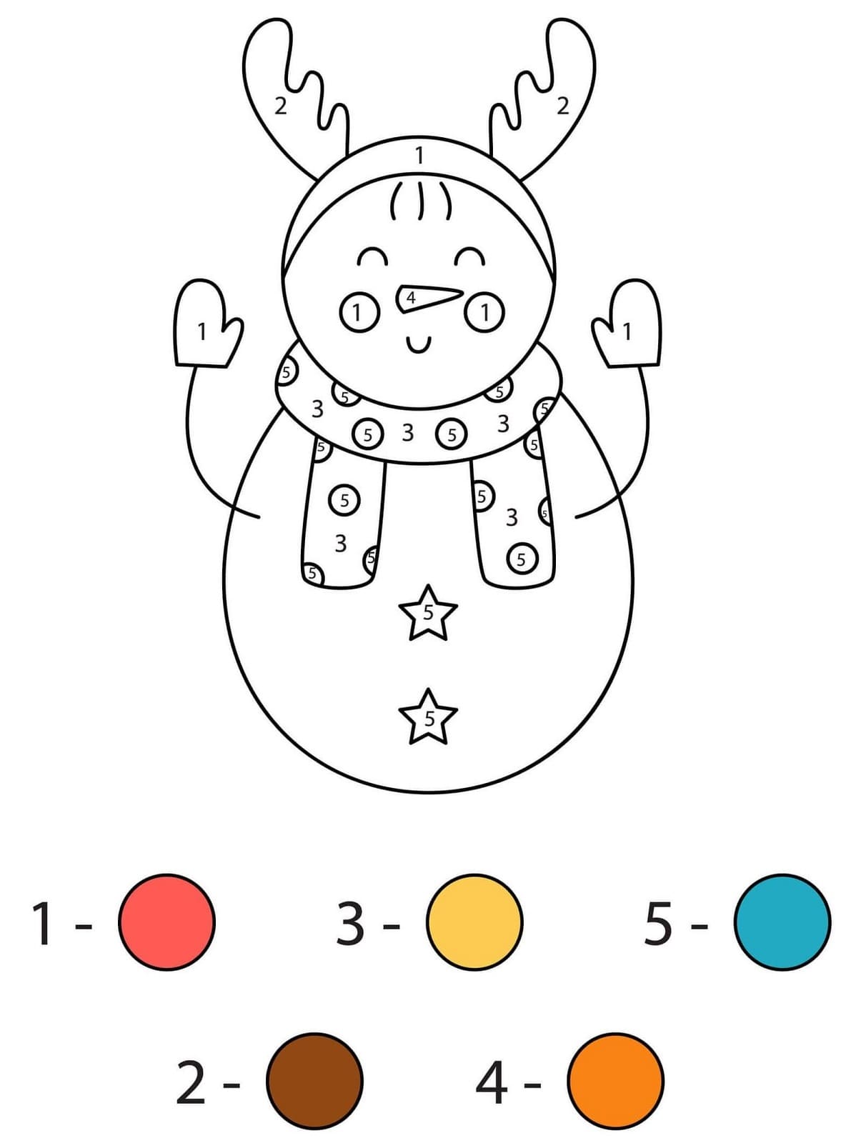Bonhomme de neige mignon Coloriage magique