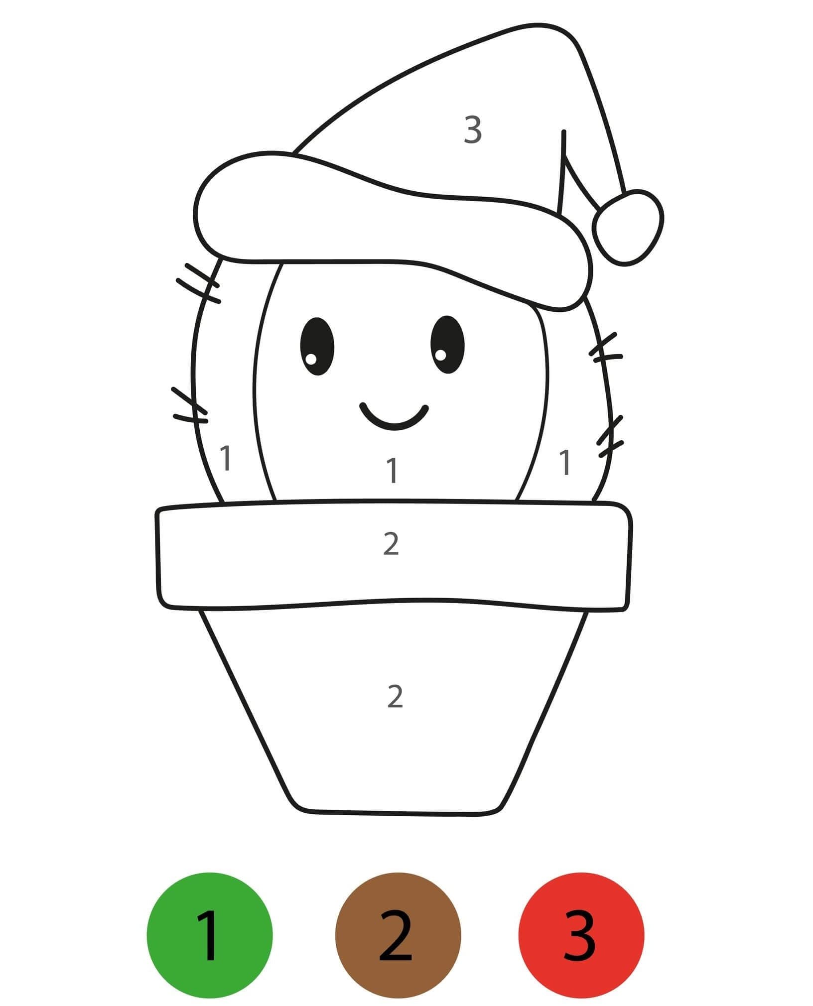 Cactus de Noël Coloriage Magique