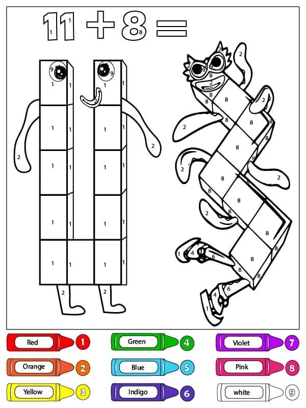 Coloriage par numéro gratuit Numberblocks