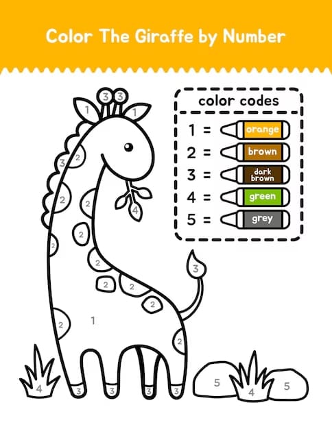 Dessin animé de girafe Coloriage Magique