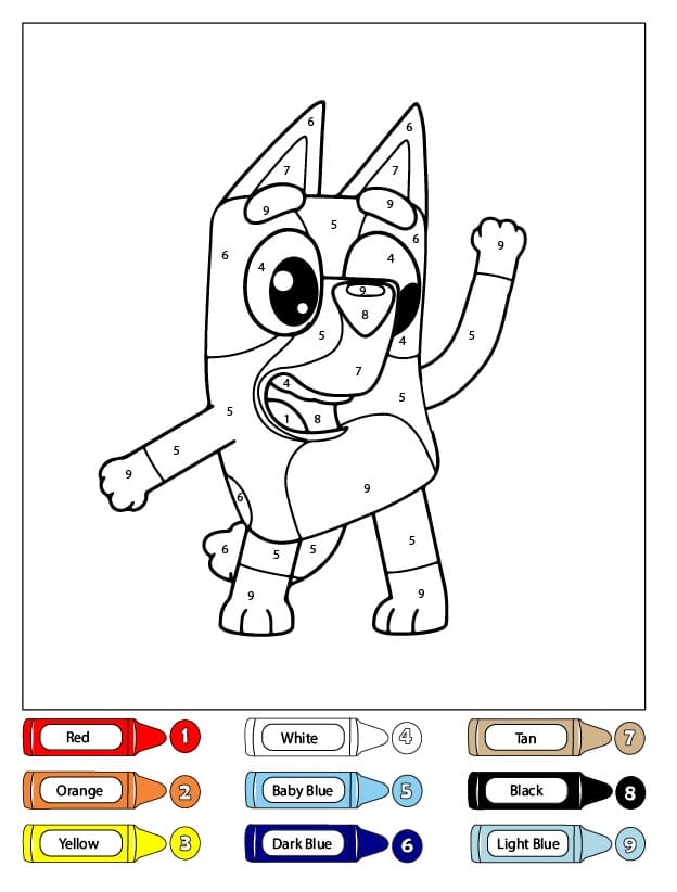Drôle de Bluey Coloriage Magique