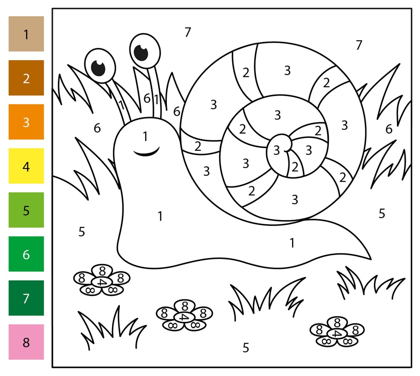 Escargot dans le jardin Coloriage Magique