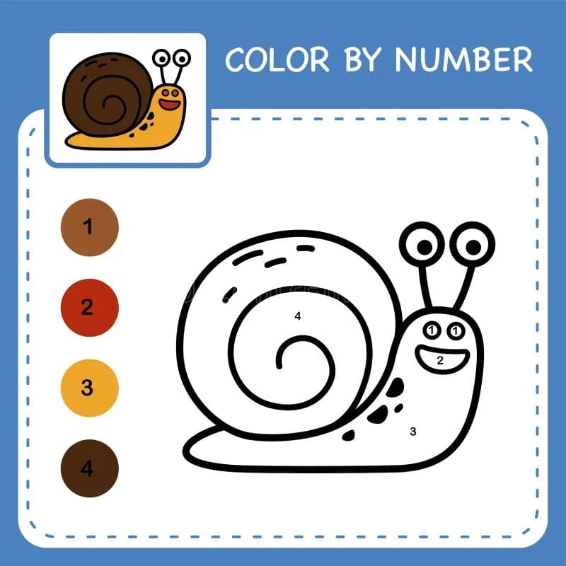 Escargot souriant Coloriage Magique