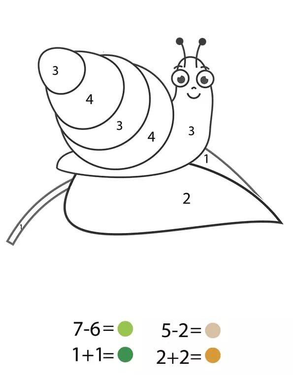 Escargot sur la feuille Coloriage Magique