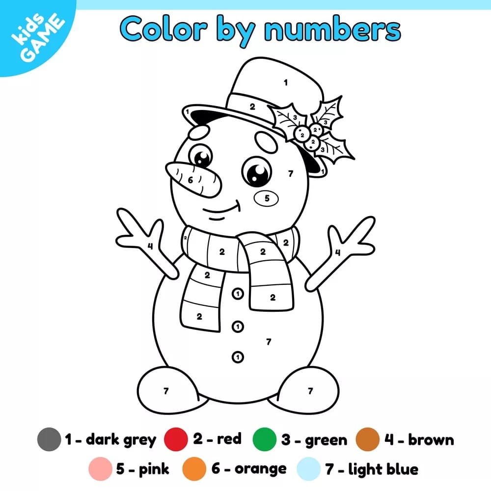 Facile Bonhomme de neige Coloriage magique