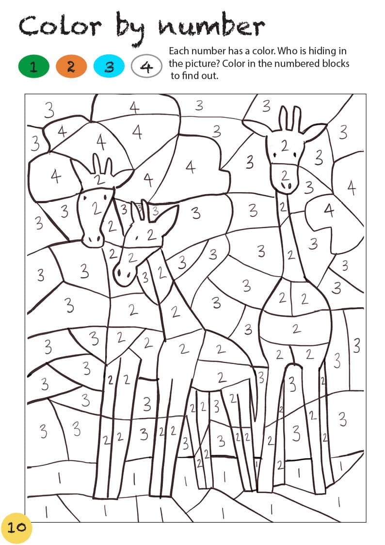 Famille de girafes Coloriage Magique