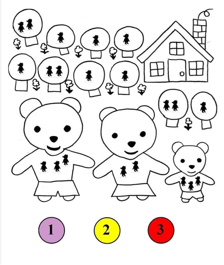 Famille Ours Coloriage Magique