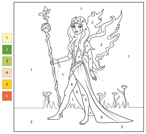 Fée Aine Coloriage Magique