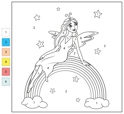 Fée arc-en-ciel Coloriage Magique