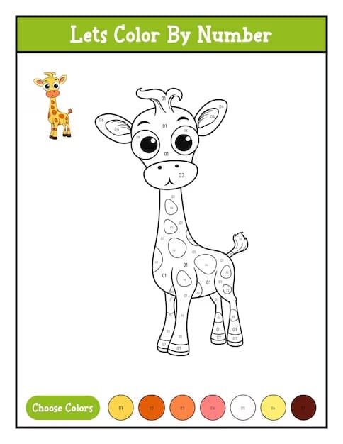 Girafe adorable Coloriage Magique
