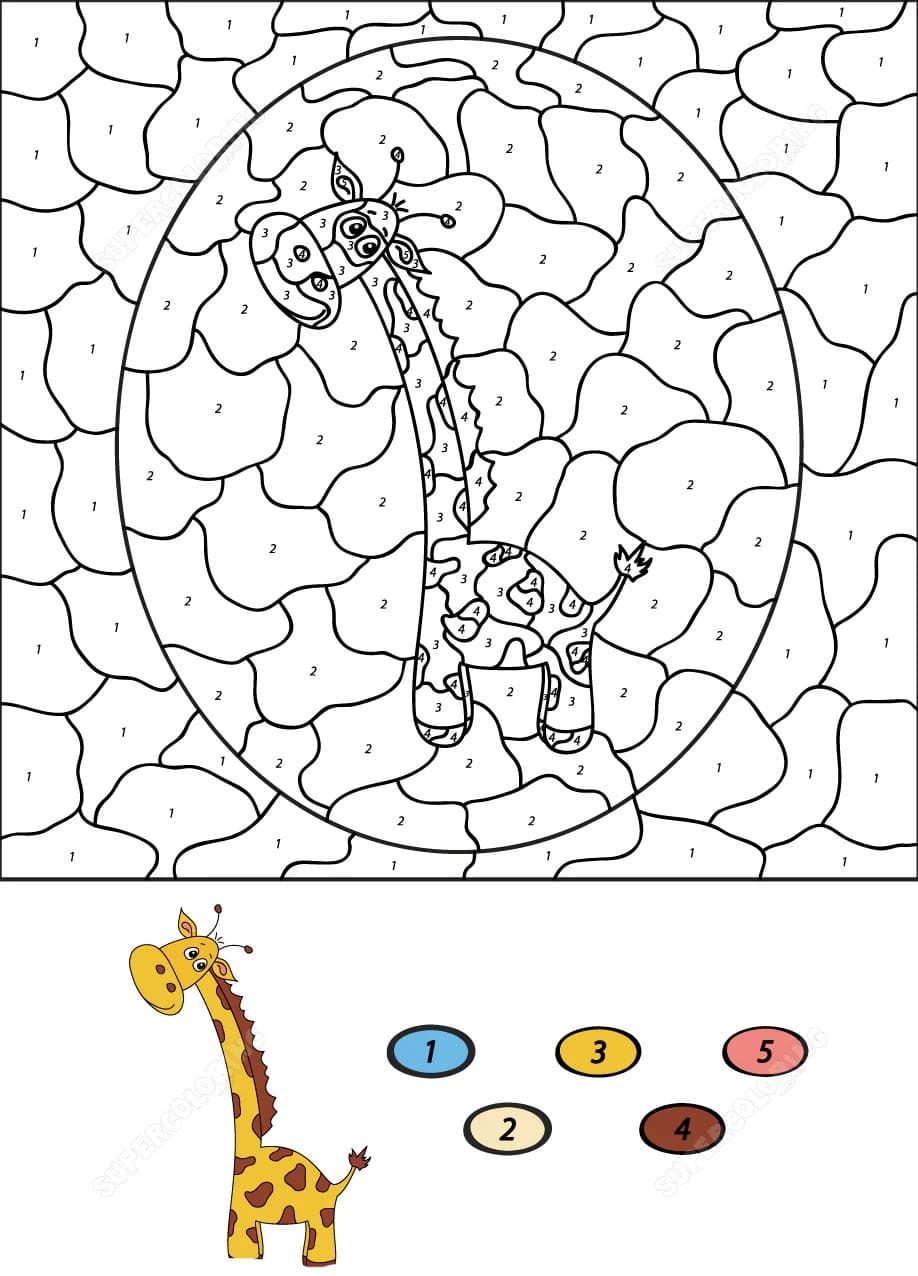 Girafe drôle Coloriage Magique