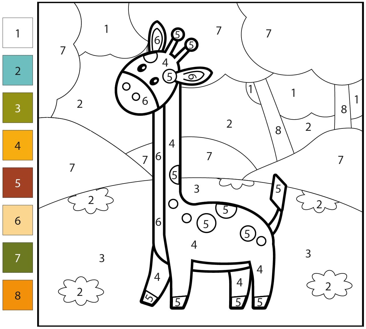 Girafe mignonne Coloriage Magique
