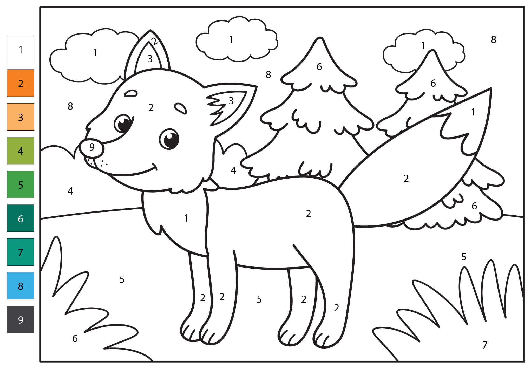 Gratuit Imprimable Renard Coloriage Magique