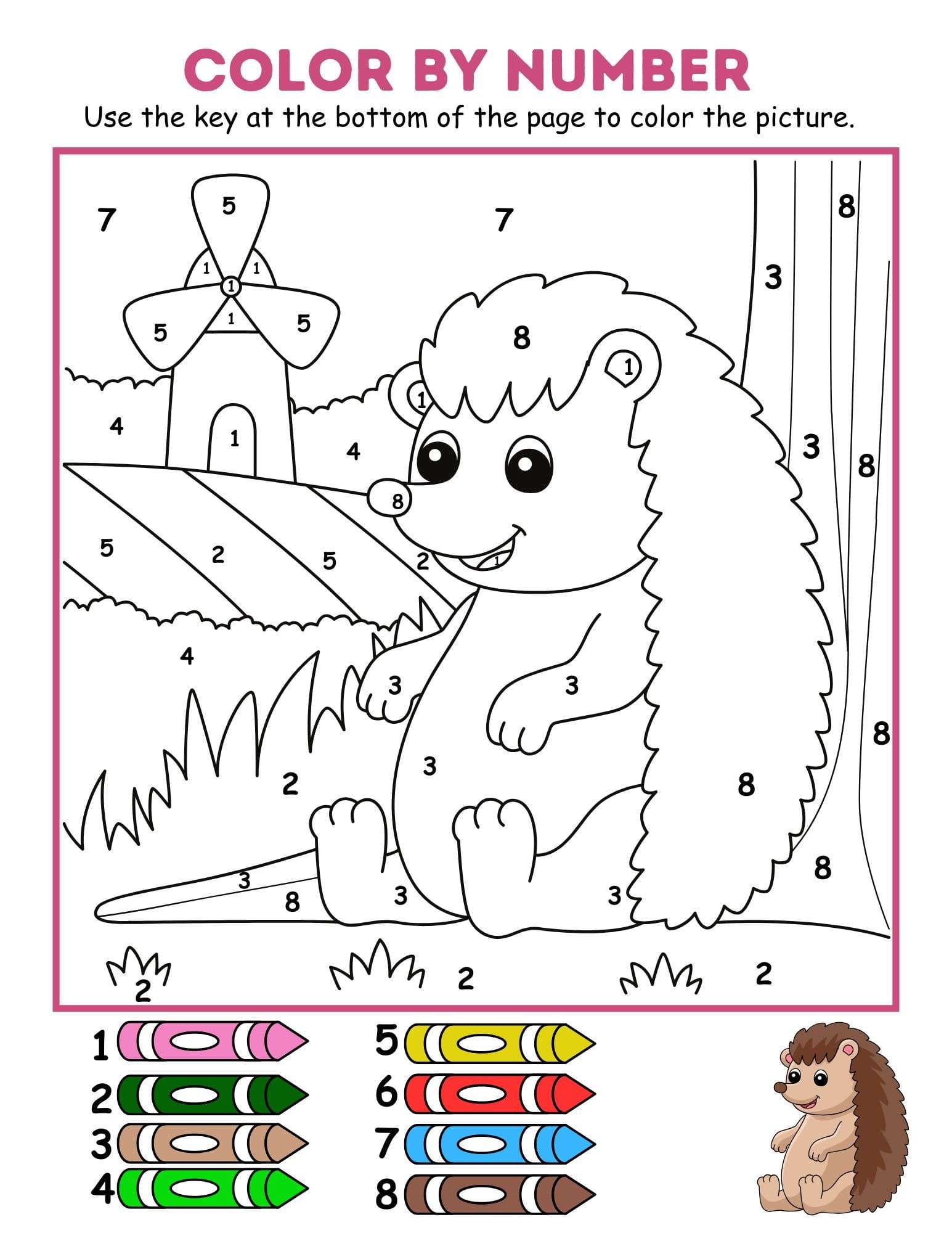 Hérisson adorable Coloriage magique