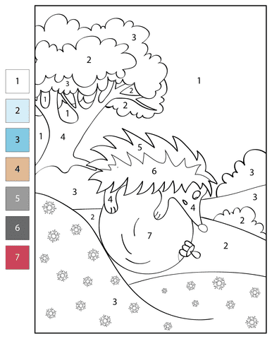 Hérisson d'hiver Coloriage magique