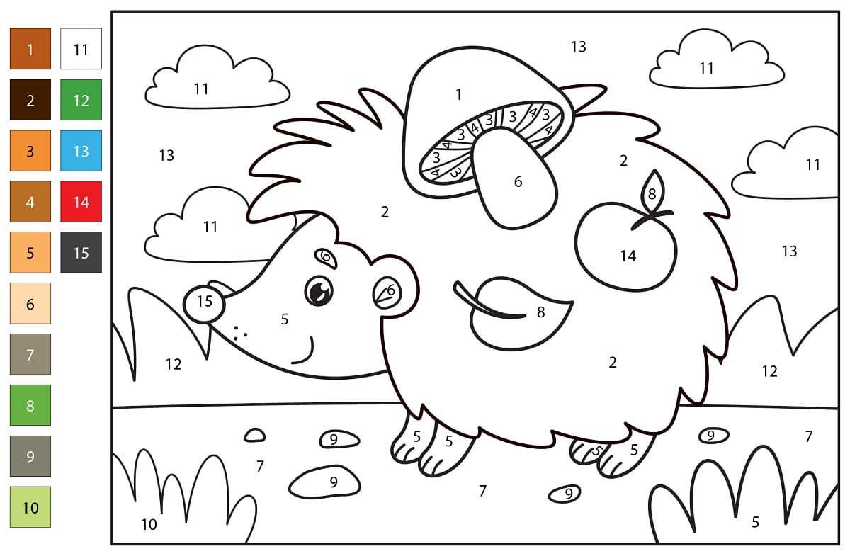 Hérisson heureux Coloriage magique