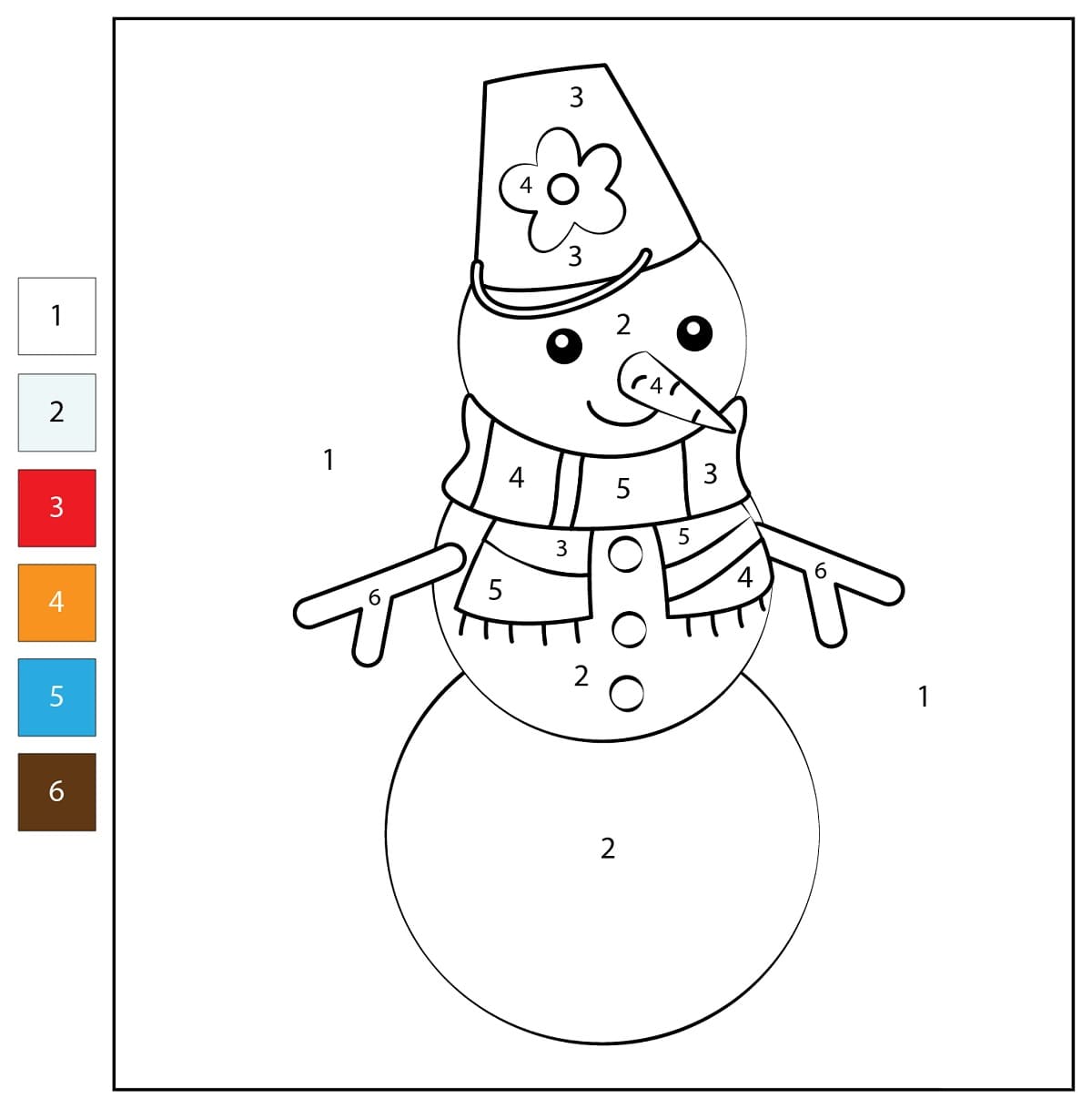Imprimable bonhomme de neige Coloriage magique