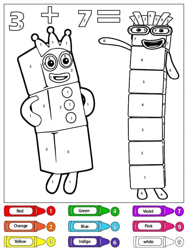 Imprimable Numberblocks Coloriage Magique