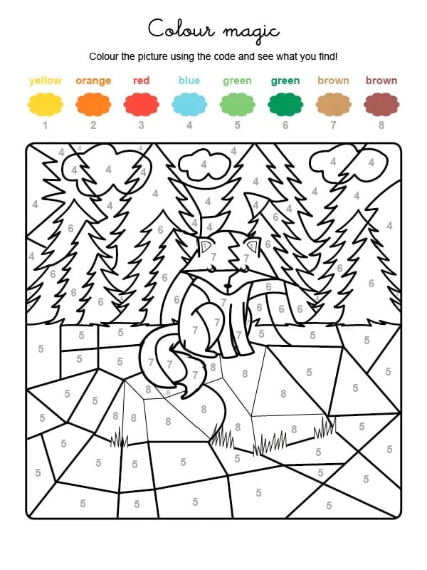 Joli renard Coloriage Magique