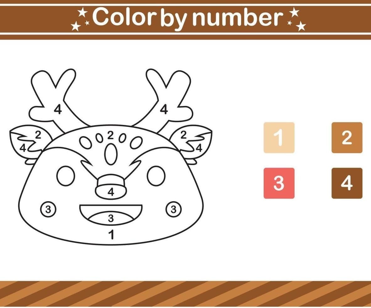 Joyeux renne Coloriage Magique