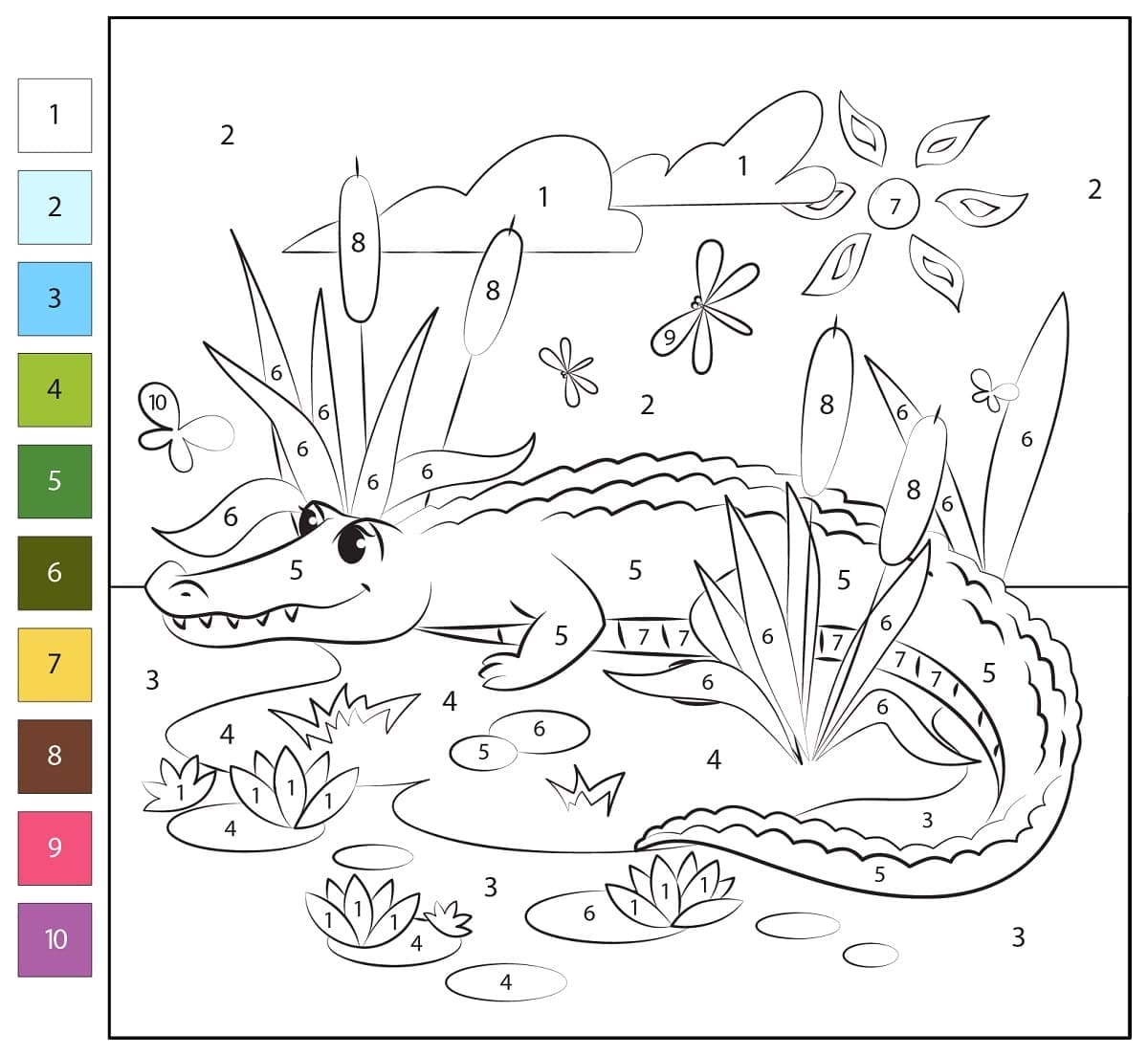 Magnifique alligator Coloriage Magique