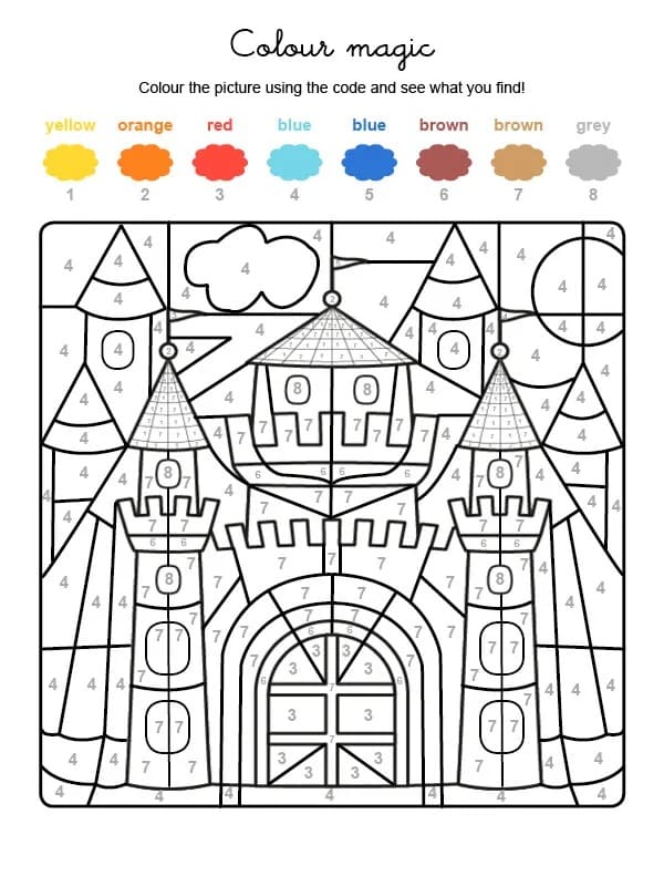 Magnifique château Coloriage Magique