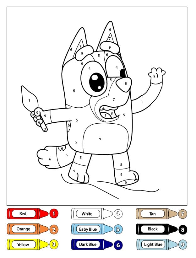 Mignon Bluey Coloriage Magique