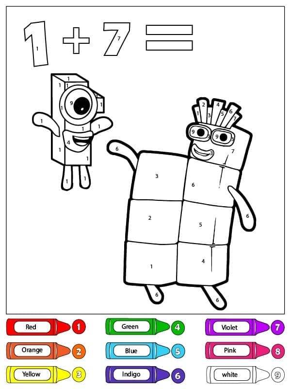 Numberblocks Coloriage Magique Feuille