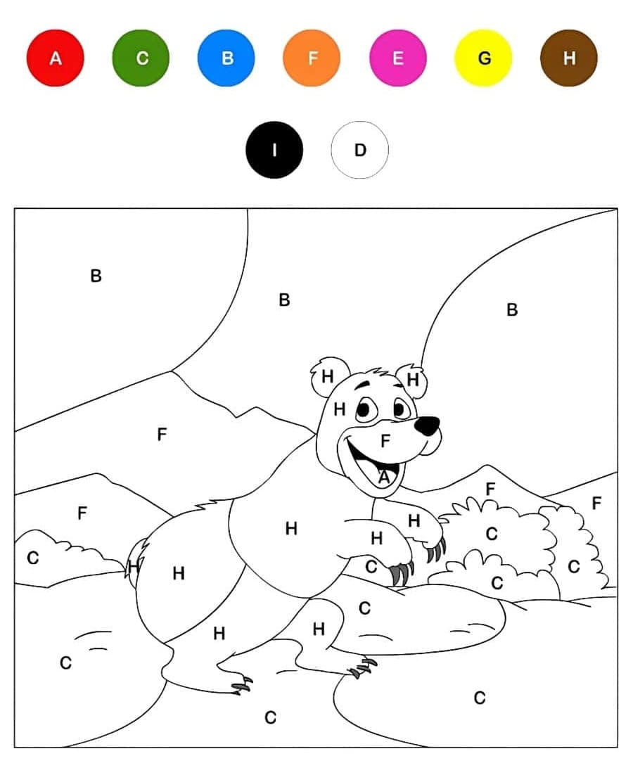 Ours à colorier par lettres