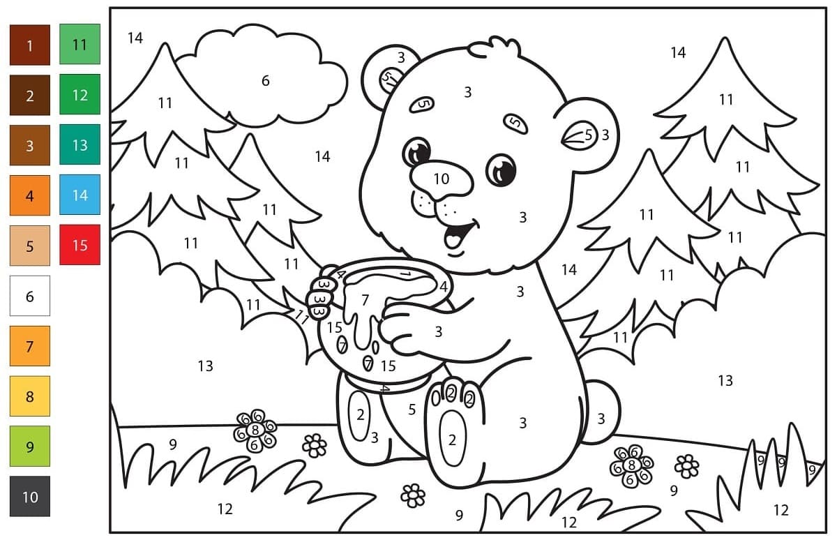 Ours de dessin animé Coloriage Magique