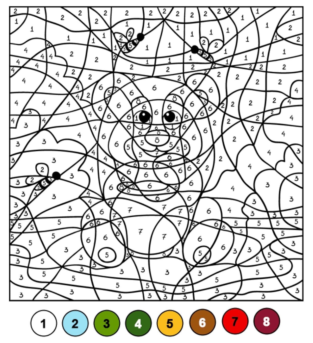 Ours et abeilles Coloriage Magique