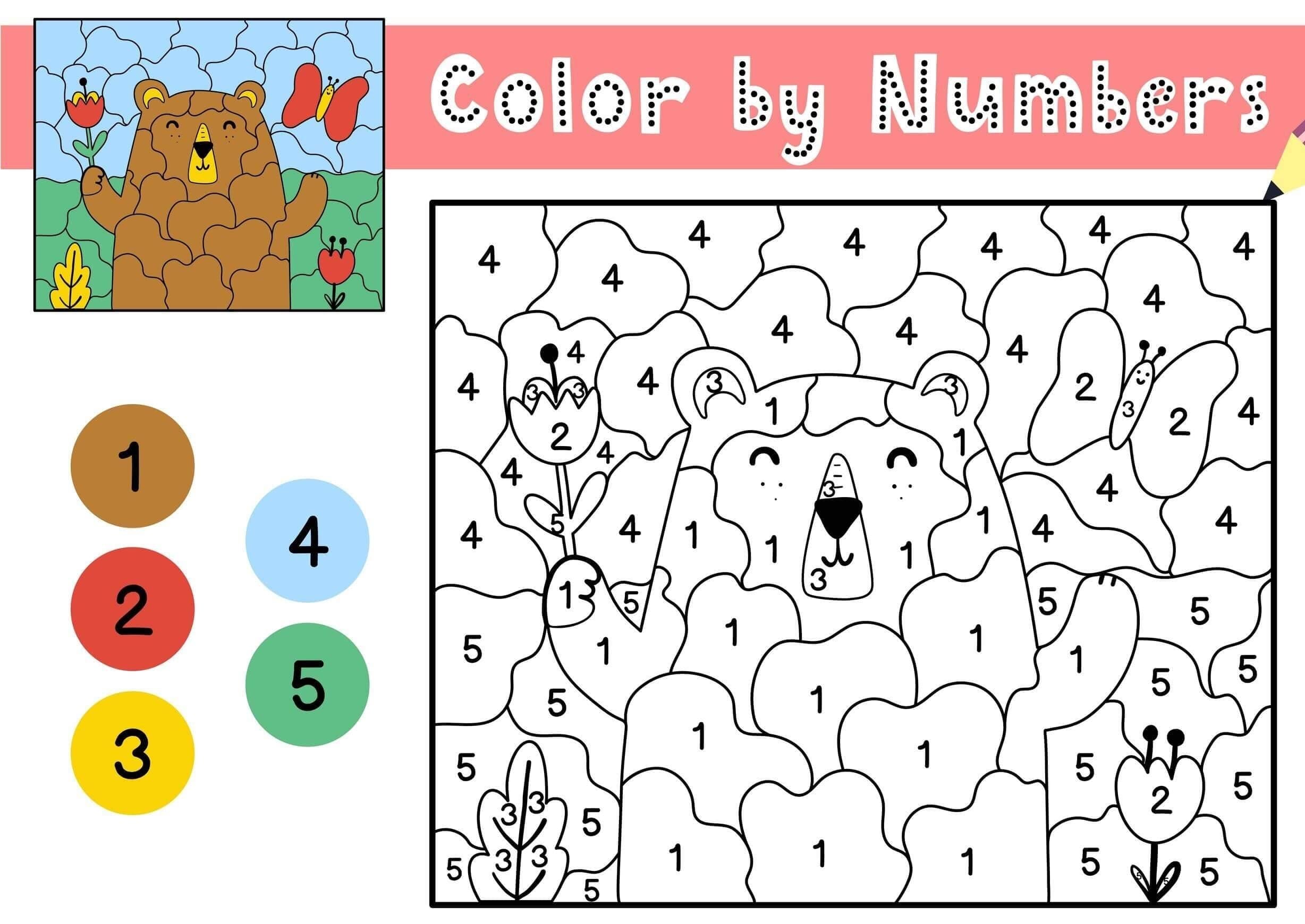 Ours heureux Coloriage Magique