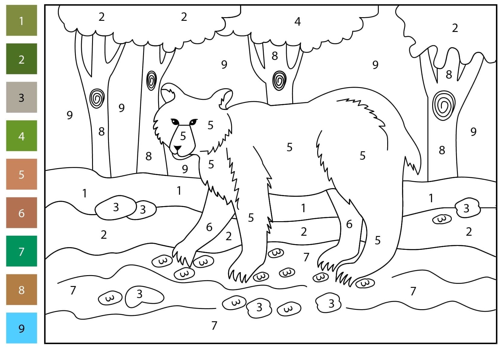 Ours sauvage Coloriage Magique
