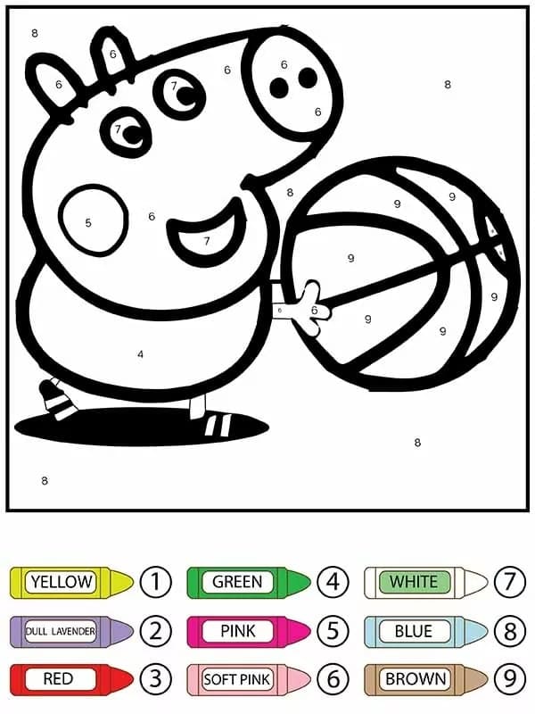 Peppa Pig joue au volley-ball Coloriage Magique