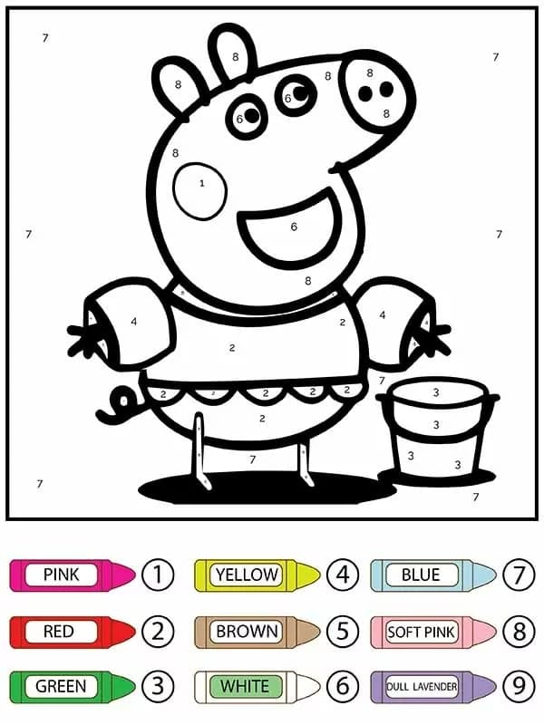 Peppa Pig à la piscine Coloriage Magique