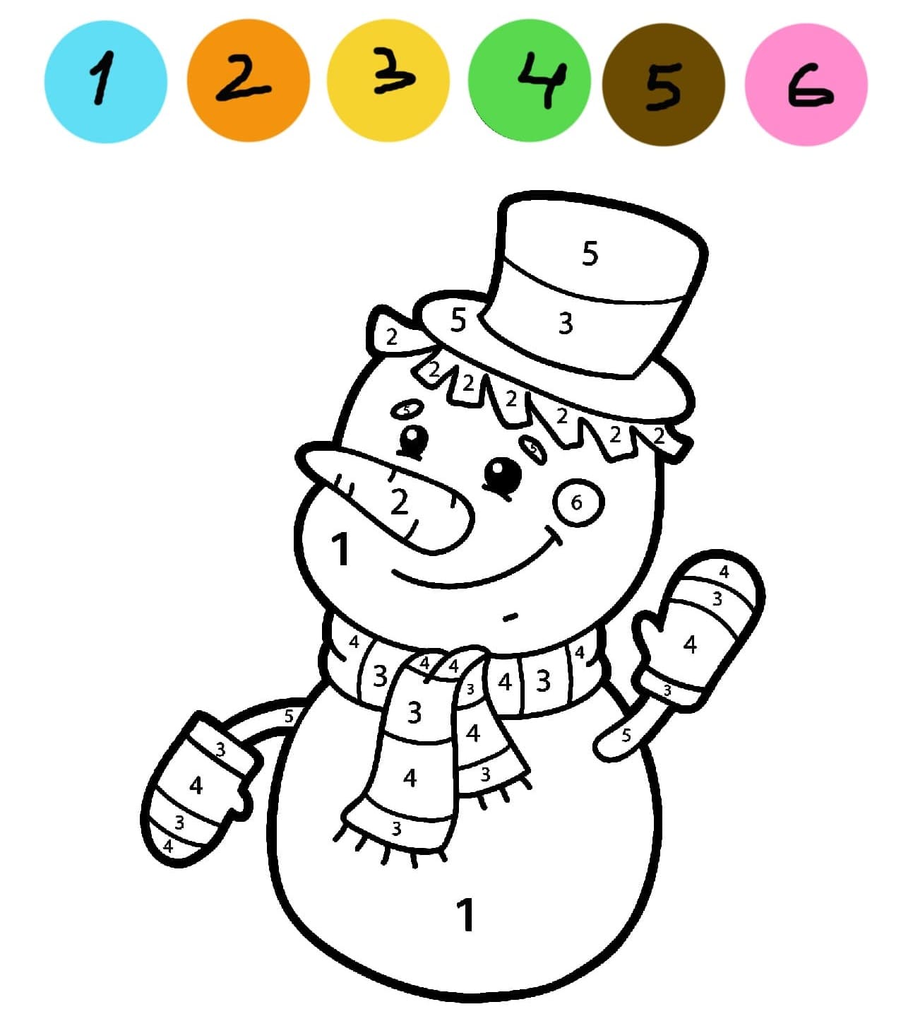 Coloriage Magique Bonhomme de neige