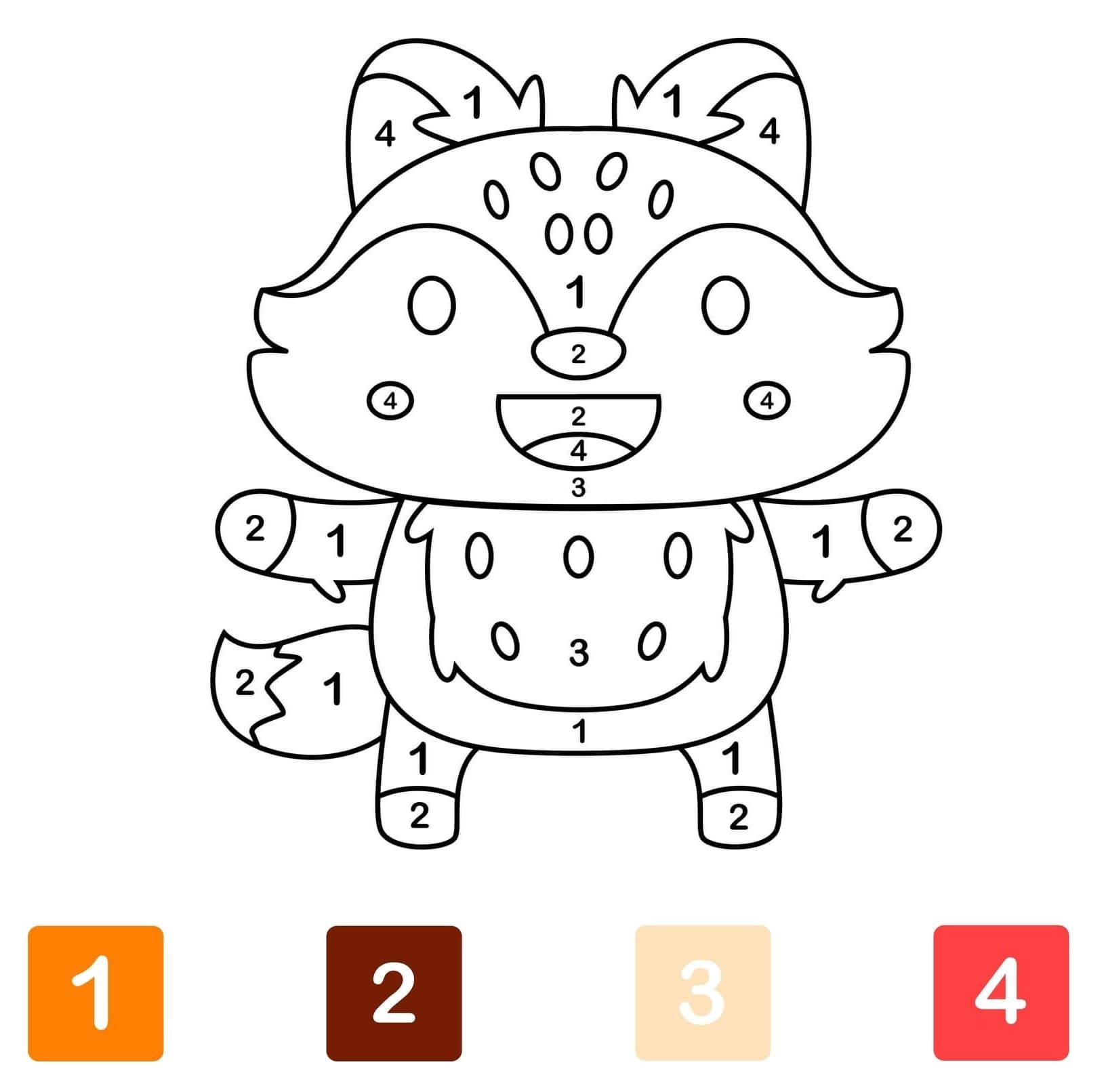 Renard heureux coloriage par numéro