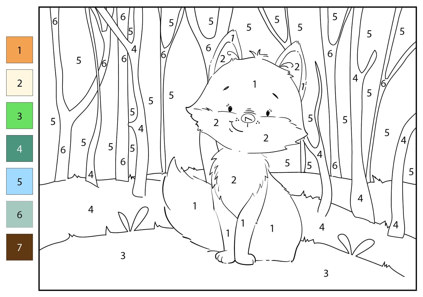 Renard sauvage Coloriage Magique