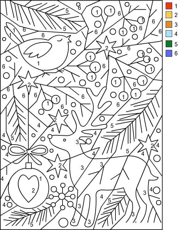 Renne de Noël Coloriage Magique
