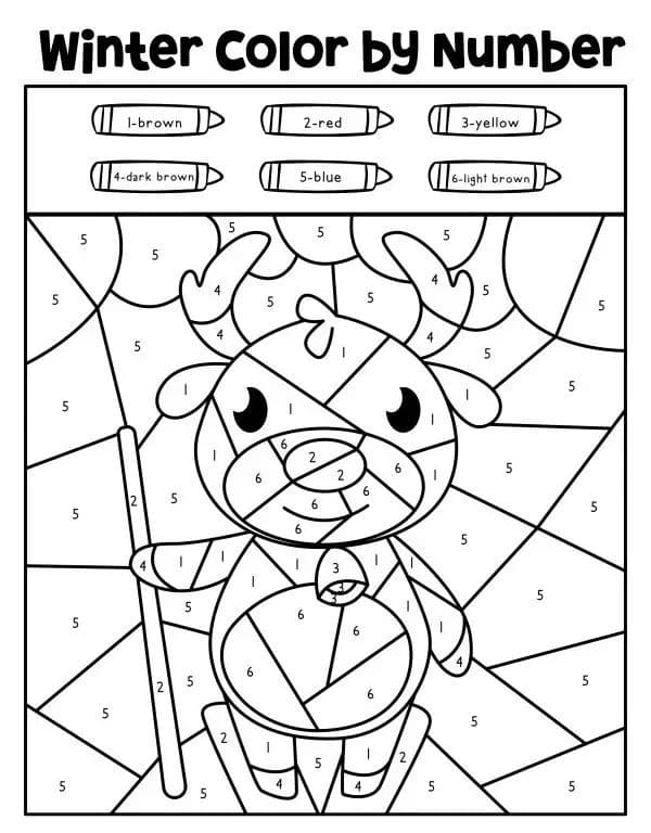 Renne d'hiver Coloriage Magique